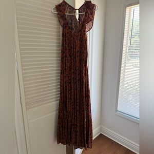 Jen's Pirate Booty Brown and Blue Floral Maxi Dress